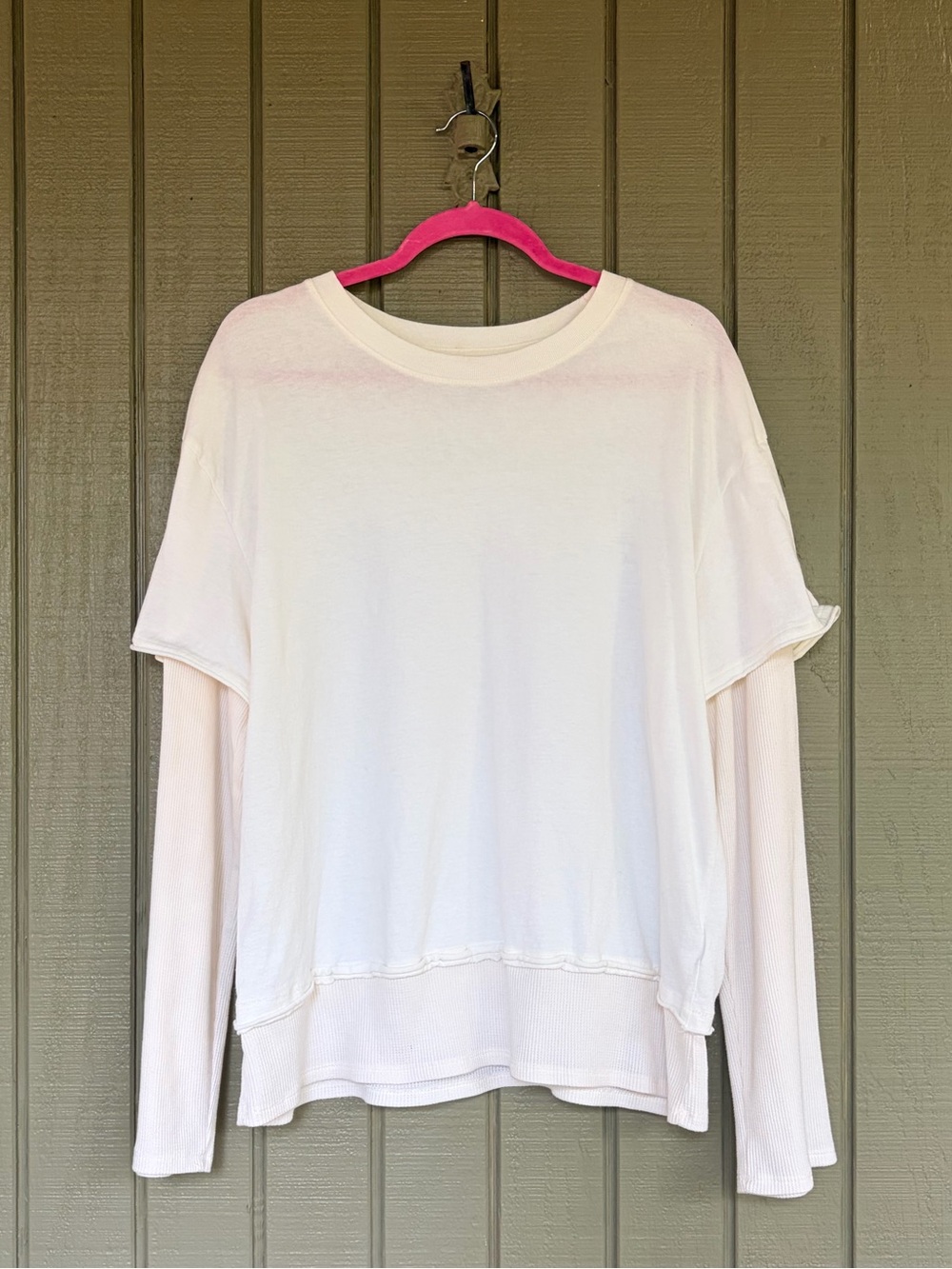 BDG Urban Outfitters White Double Layer Waffle Long Sleeve L